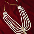 Vastramay Traditional Men's Wedding Necklace - Cream Layered Pearl Rhinestone Design