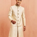 Vastramay Men Cream Silk Sherwani