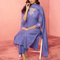 Women's Purple Chanderi Straight Kurta Set