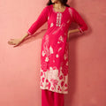 Women's Pink Rayon Mirror Work Kurta Set with Palazzo