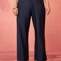 Women's Navy Blue Viscose Palazzo Pants