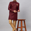 Men's Maroon Indo Western Set