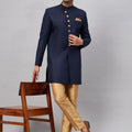 Men's Navy Blue Indo Western Set