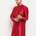 VASTRAMAY Men's Maroon Zari Weaved Kurta