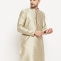 VASTRAMAY Men's Beige Silk Blend Kurta