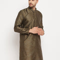 VASTRAMAY Men's Black And Gold Silk Blend Kurta