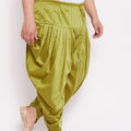 Men's Plus Size Green Cowl Dhoti