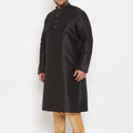 Men's Plus Size Black Silk Blend Kurta Pyjama Set