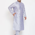 Men's Plus Size Lavender Silk Blend Kurta Pyjama Set