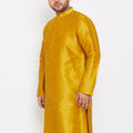 Men's Plus Size Mustard Silk Blend Kurta