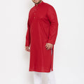 Men's Plus Size Maroon Cotton Kurta And Pyjama Set