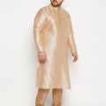 Men's Plus Size Gold Zari Weaved Kurta Pyjama Set