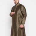 Men's Plus Size Black Woven Kurta