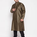 Men's Plus Size Black Woven Kurta And Pyjama Set