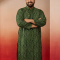 Men's Plus Green Bandhani Kurta