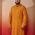 Men's Plus Mustard Bandhani Kurta