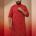 Men's Plus Red Bandhani Kurta