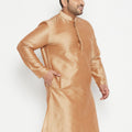 Men's Plus Size Rose Gold Viscose Blend Kurta