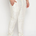 Men's Plus Size Cream Silk Blend Pant Style Pyjama