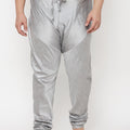 VASTRAMAY Men's Plus Size Grey Cotton Silk Blend Pyjama