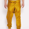 VASTRAMAY Men's Plus Size Mustard Cotton Silk Blend Pyjama