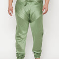 VASTRAMAY Men's Plus Size Green Cotton Silk Blend Pyjama
