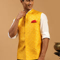 Men's Yellow Embellished Ethnic Nehru Jacket