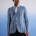 Men's Blue And White Striped Blazer