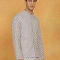 Men's Gray Cotton Nehru Jacket
