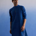 Men's Blue Pure Cotton Handloom Kurta
