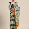 Beautiful Digital Print Kalamakri Design Soft Linen Saree