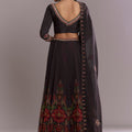 Black Organza Printed Bridesmaid Lehenga With Intricate Hand Embroidery