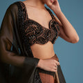 Black And Copper Lurex Glitter Lehenga Set With Fancy Choli