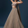 Brown Bridesmaid Lehenga With Choker Net Dupatta And Embellished Blouse