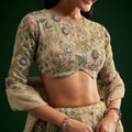 Cream Floral Lehenga Choli With Organza Dupatta