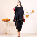 Cheera Black Dhoti Peplum Top Set With Multicolour Tassels (CH125KD)