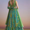 Green Crepe Printed Bridesmaid Lehenga With Embroidered Blouse
