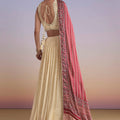 Ivory Georgette Bridesmaid Lehenga With Lucknowi Chikankari And Mirror Work