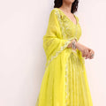 Lime Green Embroidered Net Lehenga Choli Set