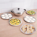 The Indus Valley 14 Pit Tri-Steel Multi Pot Premium Stainless Steel Idli/ Dhokla/ Momo Maker/ Veg Steaming Set, Tri-ply Induction Bottom, 5 Plates, 4.2L, 2.5kg