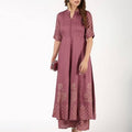 Aniyah Rayon Block Print Flared Anarkali Kurta Dusty Pink (AN-157K)