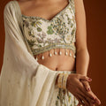 Off White Floral Printed Lehenga Choli With Butti Work Dupatta