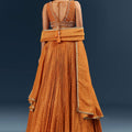 Orange Banarasi Silk Bridesmaid Lehenga With Intricate Hand Embroidery