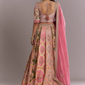 Pink Crepe Printed Bridesmaid Lehenga With Gotta Work