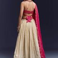 Pink Satin Bridesmaid Lehenga With Hand Dyed Chevron Print Choli
