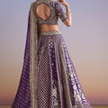 Purple Brocade Silk Bridesmaid Lehenga With Zardosi Work