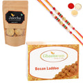 Ghasitaram Besan Laddoo and Methi Mathi With 2 Pearl Beads Rakhis