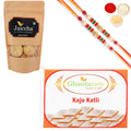 Ghasitaram Kaju Katli and Methi Mathi With 2 Pearl Beads Rakhis