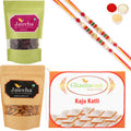 Ghasitaram Kaju Katli ,Cranberry and Almonds Pouch With 2 Pearl Beads Rakhis