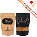 Ghasitaram Jaiccha Assorted Bites and Methi Mathi With 2 Pearl Beads Rakhis